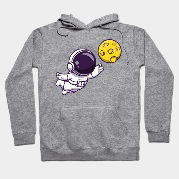 Astronaut Floating with Moon Cartoon Hoodie by Catalyst Labs